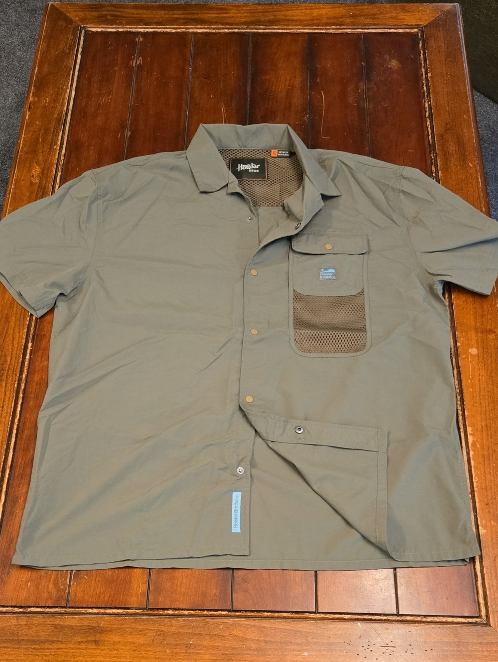 Howler Brothers Olive Green Short-Sleeve Snap-Front Outdoor Shirt